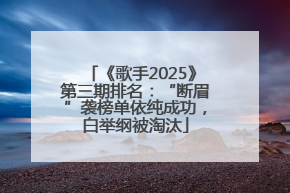 《歌手2025》第三期排名：“断眉”袭榜单依纯成功，白举纲被淘汰