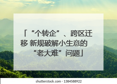 “个转企”、跨区迁移 新规破解小生意的“老大难”问题