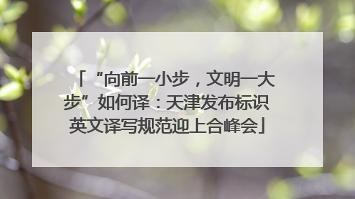 “向前一小步，文明一大步”如何译：天津发布标识英文译写规范迎上合峰会