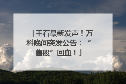 王石最新发声！万科晚间突发公告：“售股”回血！
