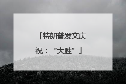 特朗普发文庆祝：“大胜”