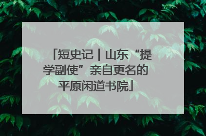 短史记｜山东“提学副使”亲自更名的平原闲道书院