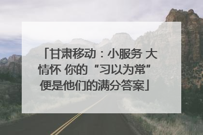 甘肃移动：小服务 大情怀 你的“习以为常”便是他们的满分答案