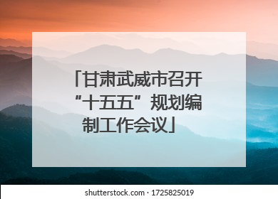 甘肃武威市召开“十五五”规划编制工作会议