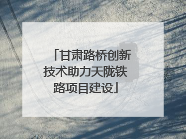 甘肃路桥创新技术助力天陇铁路项目建设