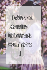 破解小区治理难题 城市精细化管理有新招