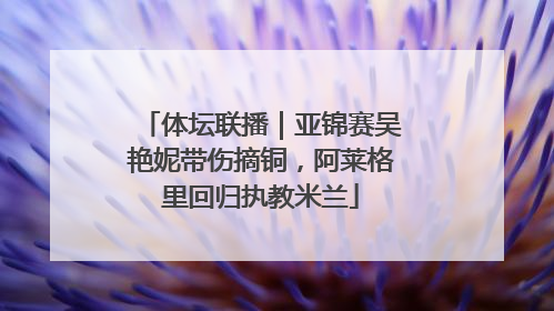 体坛联播｜亚锦赛吴艳妮带伤摘铜，阿莱格里回归执教米兰