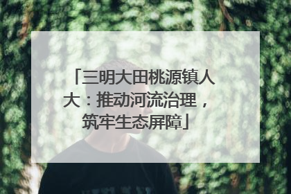 三明大田桃源镇人大：推动河流治理，筑牢生态屏障