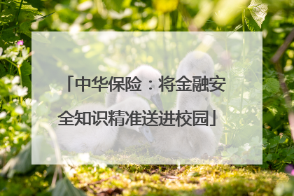 中华保险：将金融安全知识精准送进校园