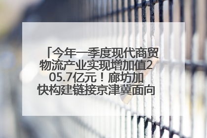 今年一季度现代商贸物流产业实现增加值205.7亿元！廊坊加快构建链接京津冀面向全世界的物流通道