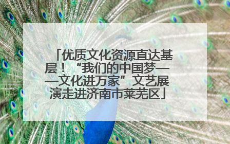 优质文化资源直达基层！“我们的中国梦——文化进万家”文艺展演走进济南市莱芜区