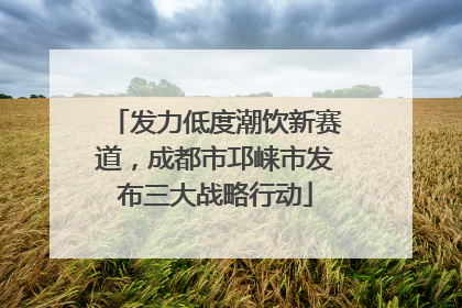 发力低度潮饮新赛道，成都市邛崃市发布三大战略行动