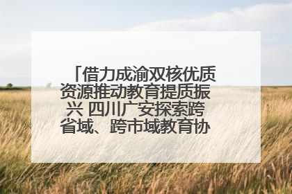 借力成渝双核优质资源推动教育提质振兴 四川广安探索跨省域、跨市域教育协同发展新路径