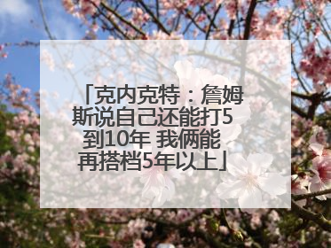 克内克特：詹姆斯说自己还能打5到10年 我俩能再搭档5年以上