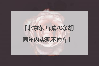 北京东西城70条胡同年内实现不停车