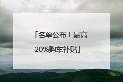 名单公布！最高20%购车补贴