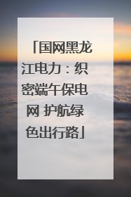 国网黑龙江电力：织密端午保电网 护航绿色出行路