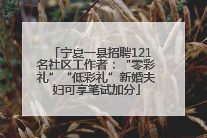 宁夏一县招聘121名社区工作者：“零彩礼”“低彩礼”新婚夫妇可享笔试加分