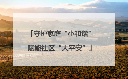 守护家庭“小和谐” 赋能社区“大平安”