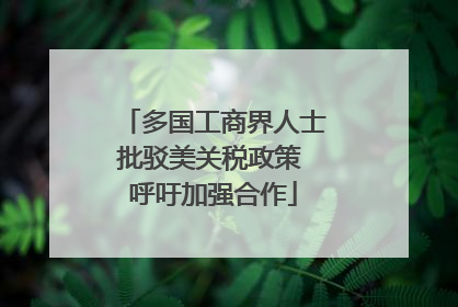 多国工商界人士批驳美关税政策 呼吁加强合作