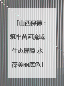 山西保德：筑牢黄河流域生态屏障 永葆美丽底色