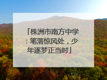 株洲市南方中学：笔落惊风处，少年逐梦正当时
