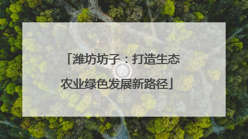 潍坊坊子：打造生态农业绿色发展新路径