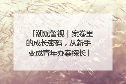 潮观警视｜案卷里的成长密码，从新手变成青年办案探长
