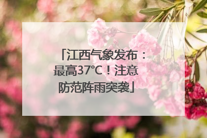 江西气象发布：最高37℃！注意防范阵雨突袭