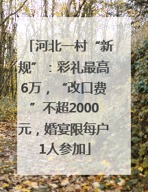 河北一村“新规”：彩礼最高6万，“改口费”不超2000元，婚宴限每户1人参加