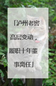 泸州老窖高层变动，履职十年董事离任