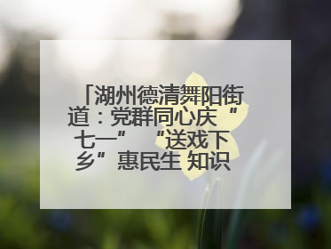 湖州德清舞阳街道：党群同心庆“七一” “送戏下乡”惠民生 知识宣传美家园