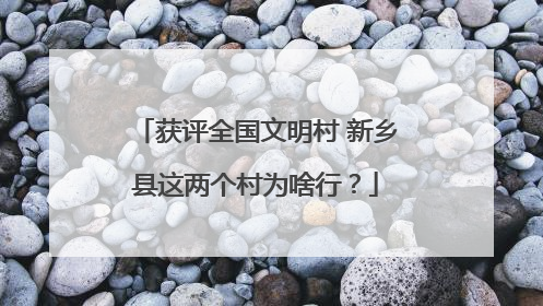 获评全国文明村 新乡县这两个村为啥行？