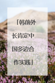 韩前外长肯定中国多边合作实践