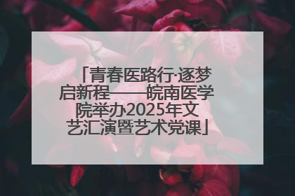 青春医路行·逐梦启新程——皖南医学院举办2025年文艺汇演暨艺术党课