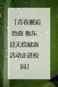 青春邂逅热血 衡东县无偿献血活动走进校园