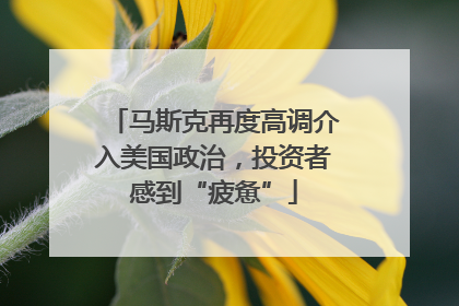 马斯克再度高调介入美国政治，投资者感到“疲惫”