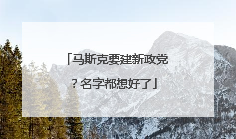 马斯克要建新政党？名字都想好了